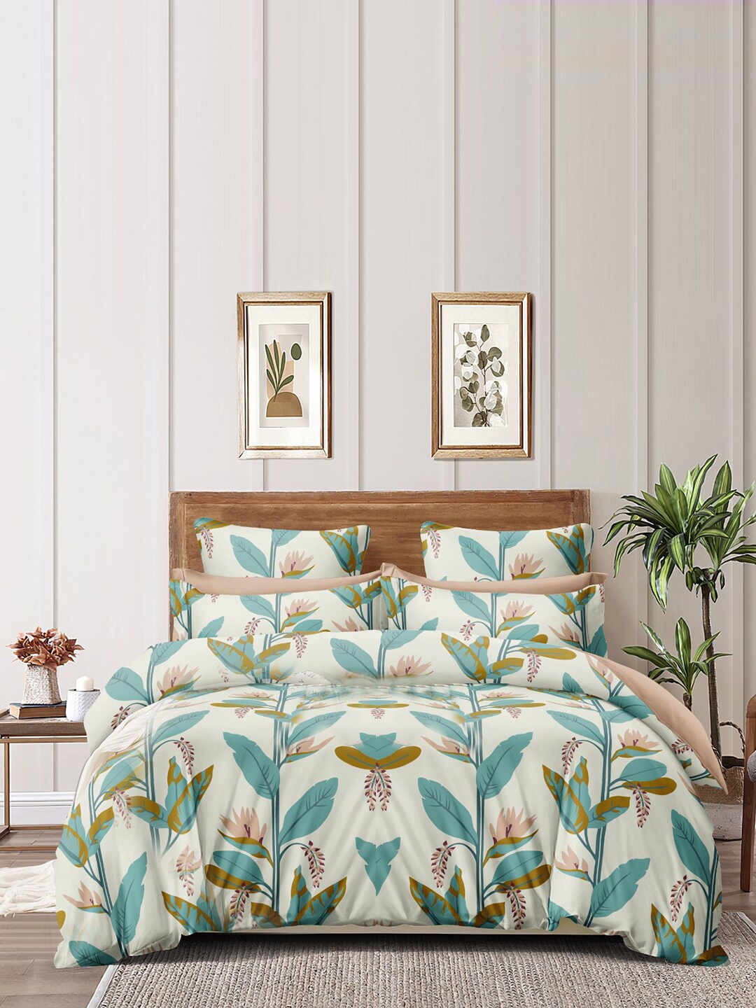 

homewards Teal Green Floral Microfiber AC Room 150 GSM Double Bed Comforter