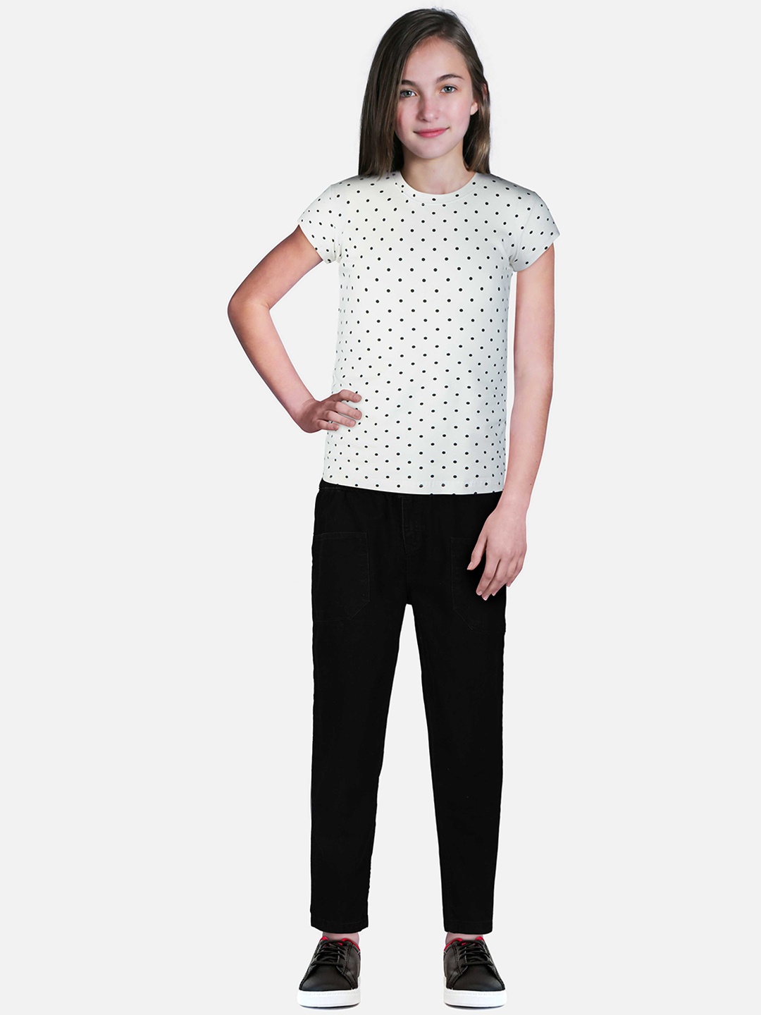 

Gini and Jony Girls Mid-Rise Dark Shade Elasticated Cotton Jeans, Black