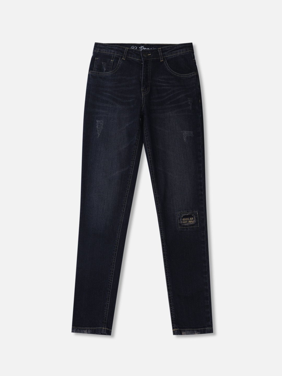 

Gini and Jony Boys Mildly Distressed Light Fade Cotton Jeans, Blue