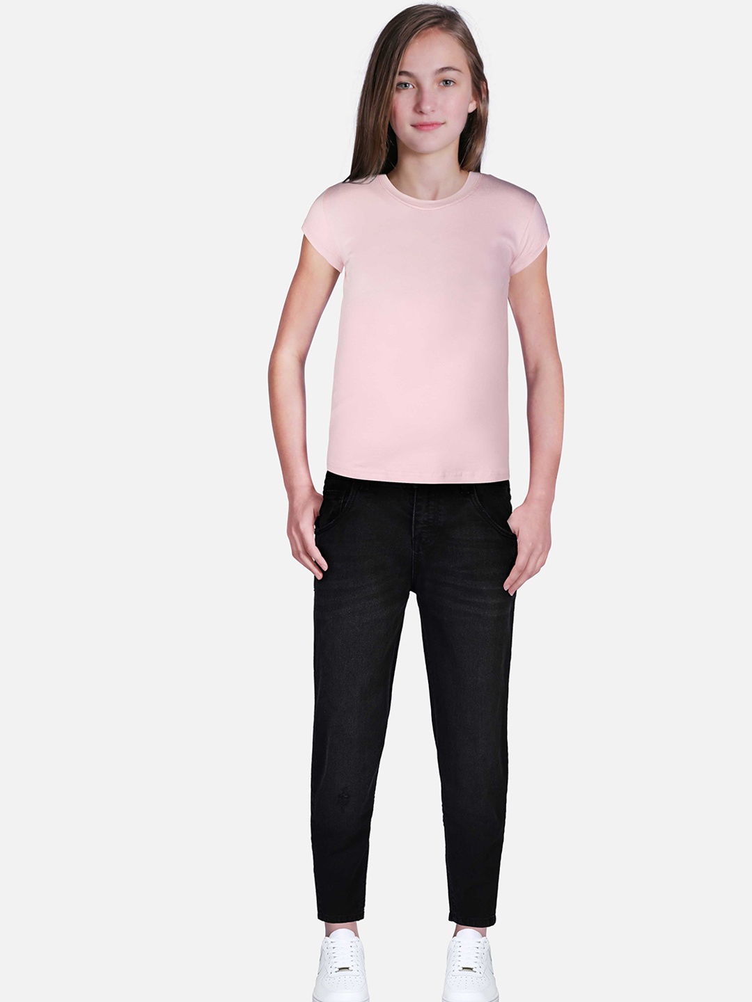 

Gini and Jony Girls Elasticated Cotton Jeans, Black