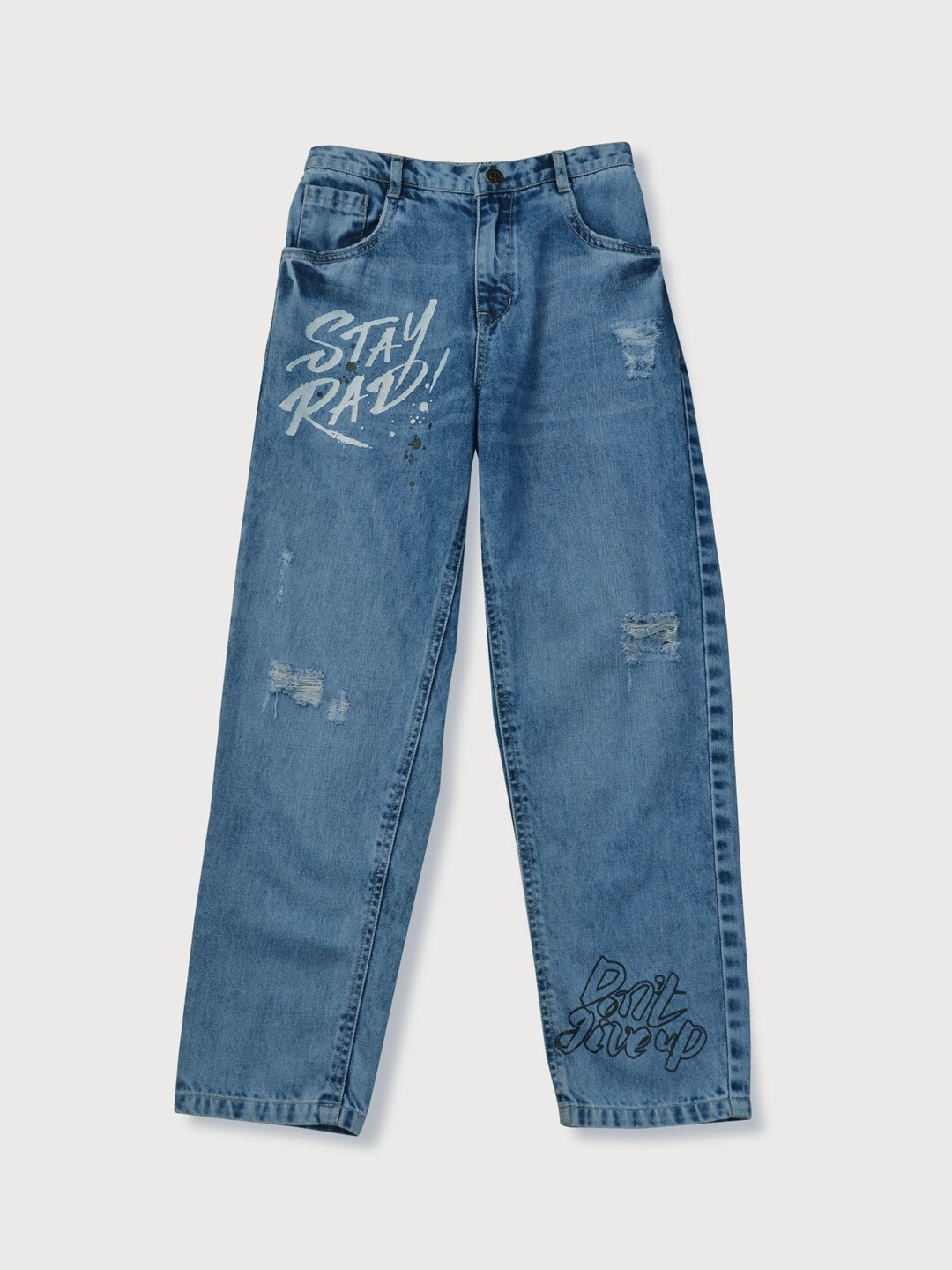 

Gini and Jony Boys Low Distress Light Fade Cotton Jeans, Blue