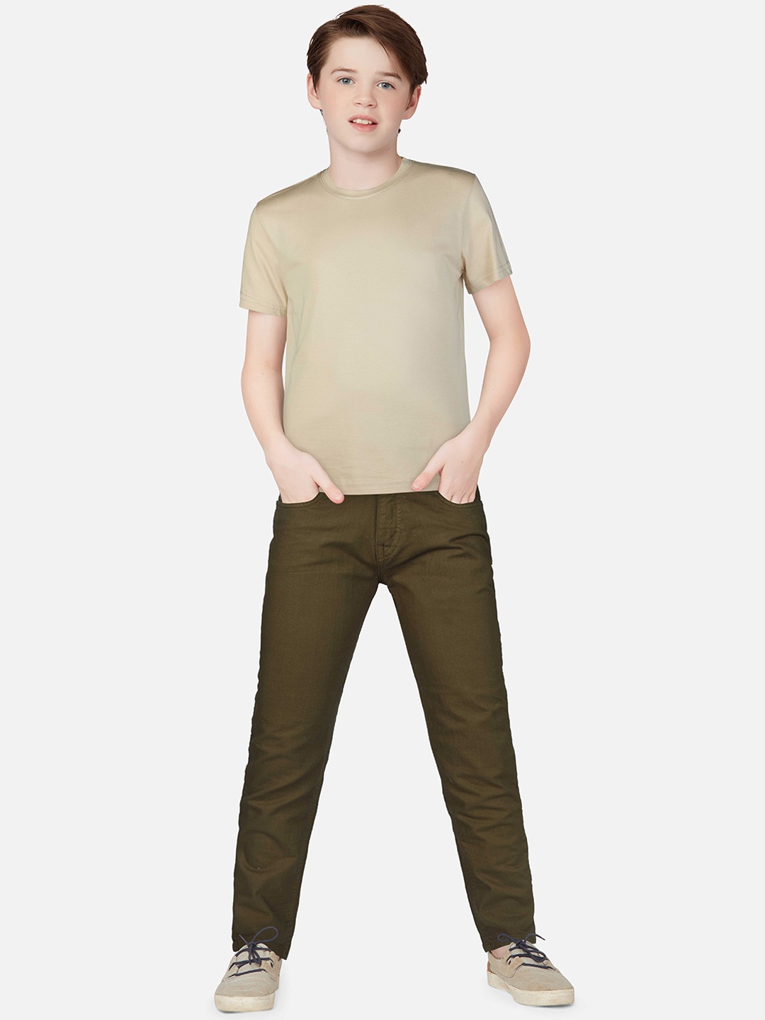 

Gini and Jony Boys Mid-Rise Cotton Jeans, Olive