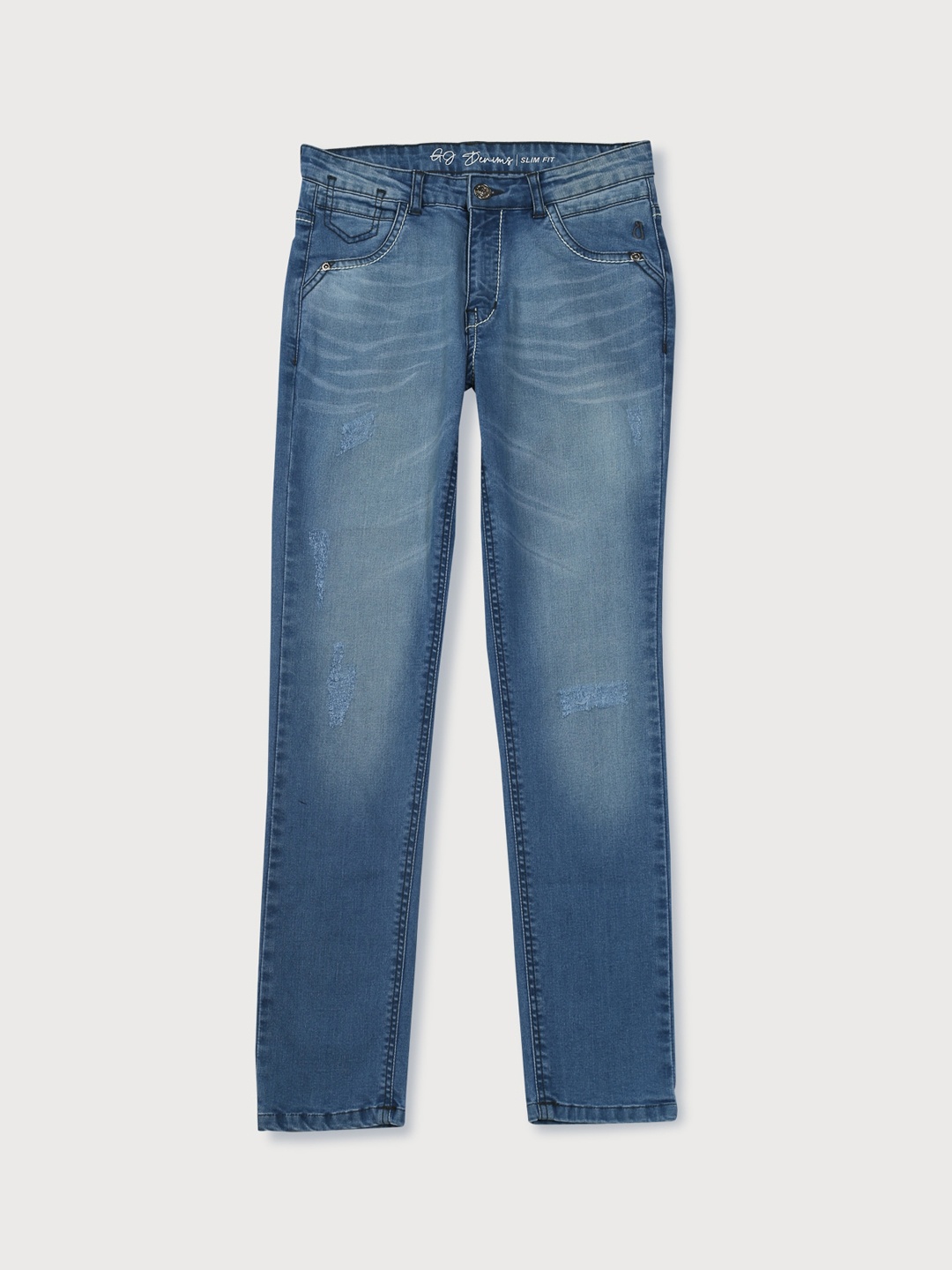 

Gini and Jony Boys Low Distress Heavy Fade Cotton Jeans, Blue
