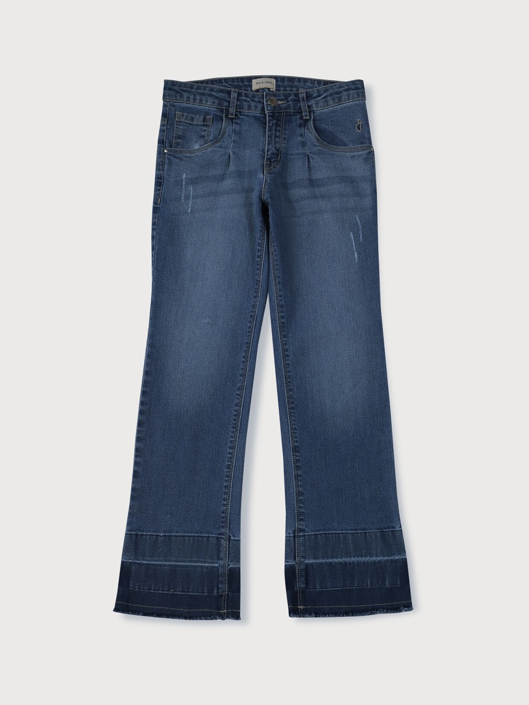 

Gini and Jony Girls Low Distress Heavy Fade Wide Leg Jeans, Blue
