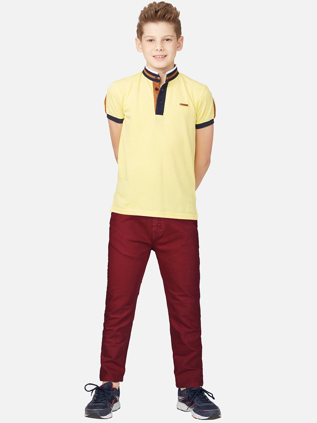 

Gini and Jony Boys Mid-Rise Coloured Cotton Jeans, Maroon