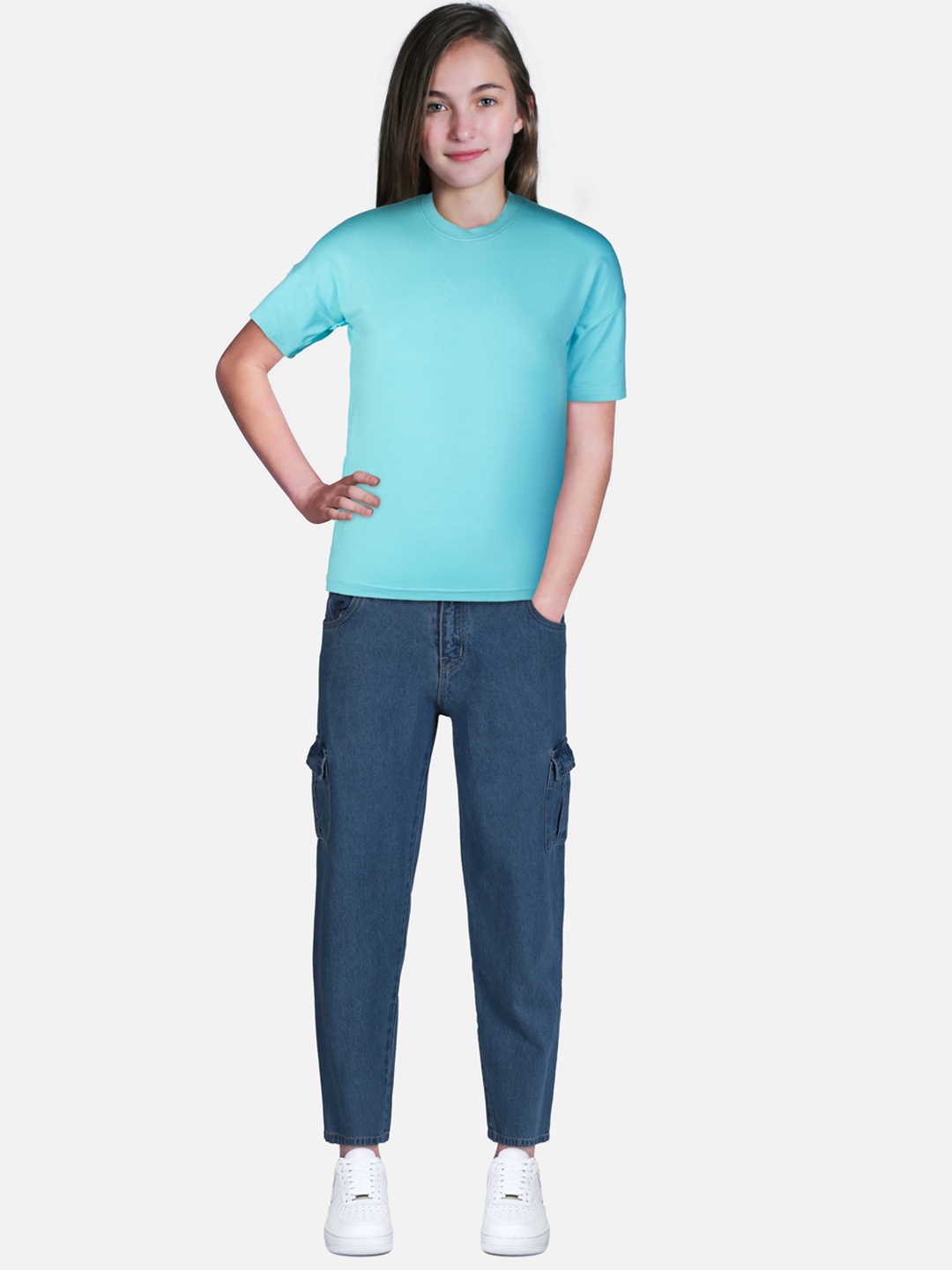 

Gini and Jony Girls Mid-Rise Cotton Jeans, Navy blue