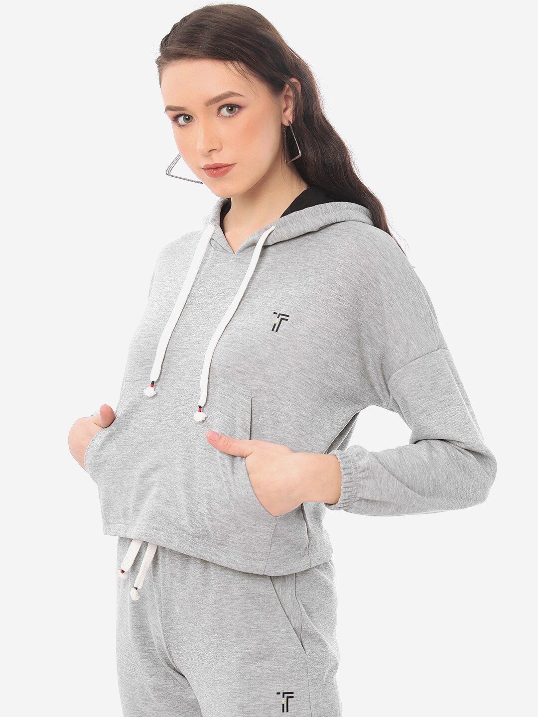 

J Turritopsis Women Hooded Sweatshirt & Joggers Tracksuits, Grey