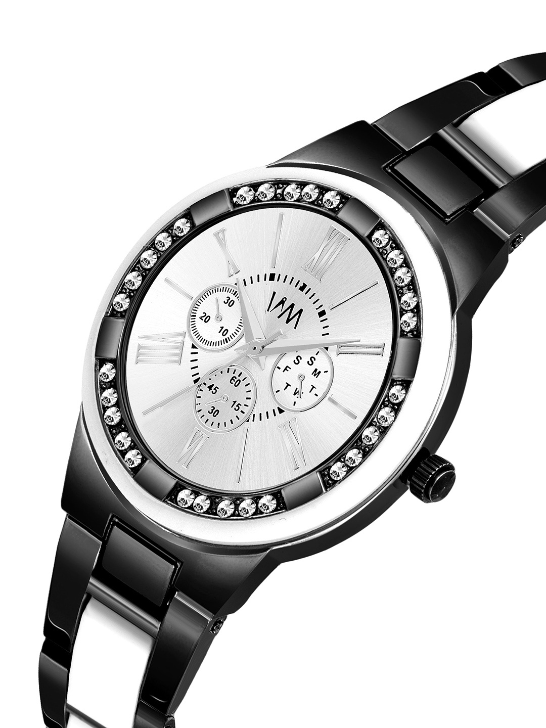 

WM Men Embellished Dial & Bracelet Style Straps Analogue Watch PP-029_15, Black
