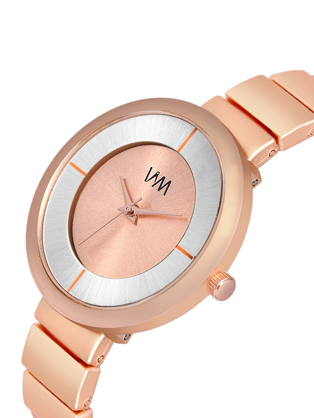 

WM Men Patterned Dial & Bracelet Style Straps Analogue Watch PP-048_34, Rose gold