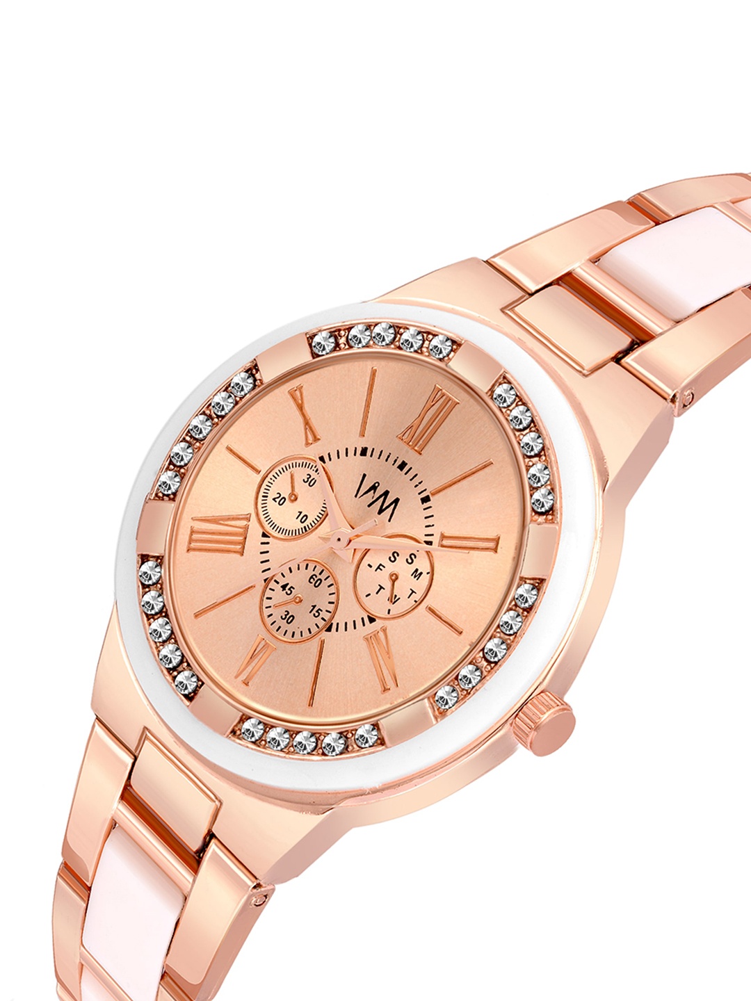 

WM Men Stainless Steel Bracelet Style Straps Analogue Watch PP-021_7, Rose gold