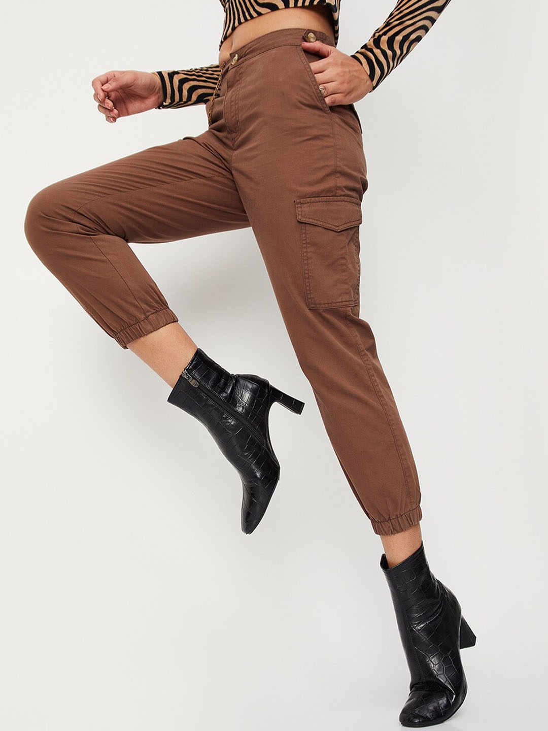 

max Women Pure Cotton Joggers, Brown