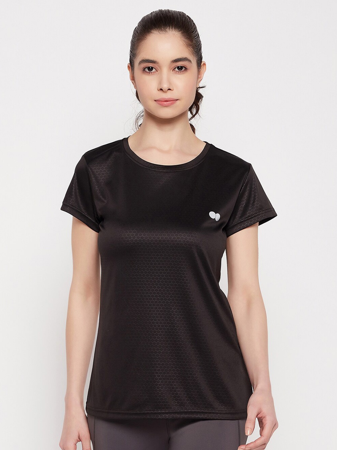 

Clovia Women Round Neck Regular Fit T-shirt, Black