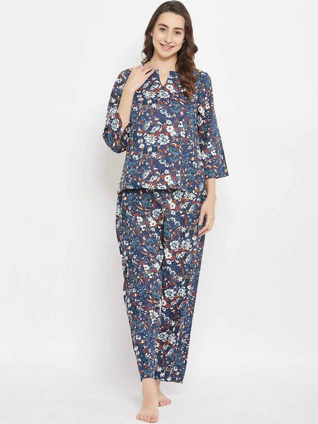 

Clovia Women Pure Cotton Print Me Pretty Top & Pyjamas, Blue