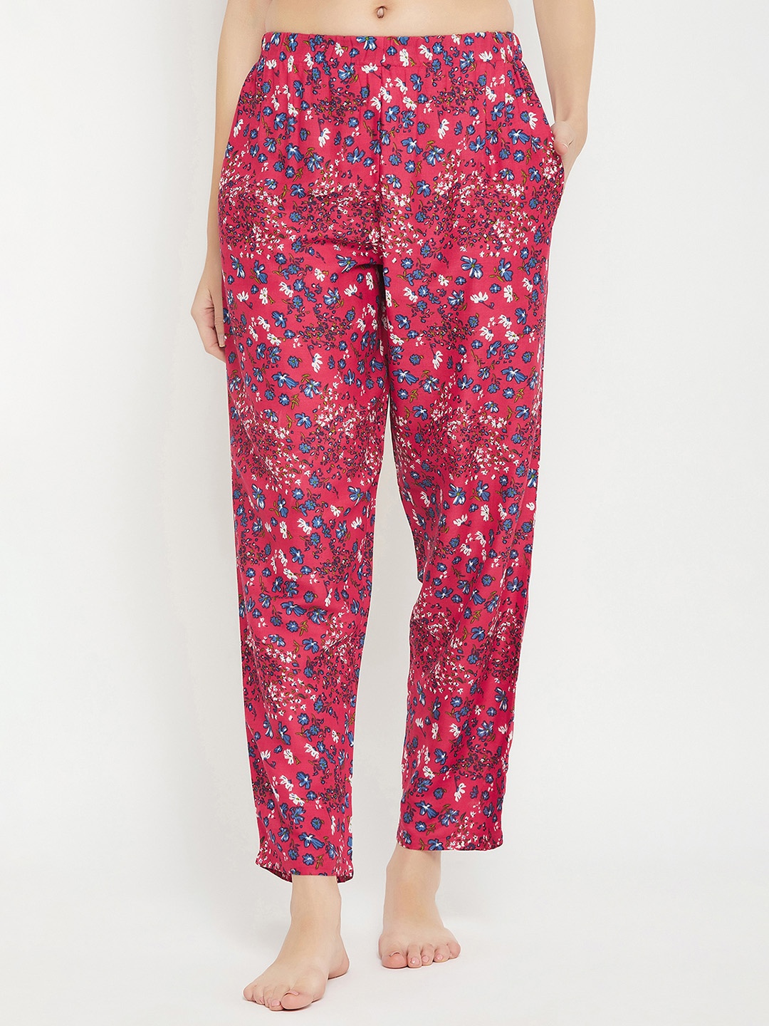 

Clovia Print Me Pretty Women Floral Printed Cotton Lounge Pant, Pink