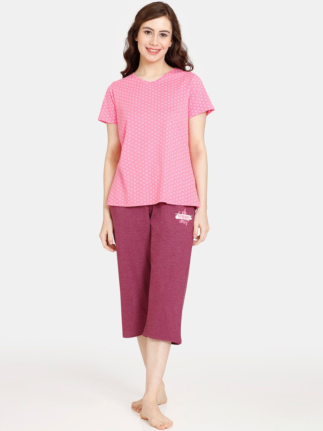 

Rosaline by Zivame Women 2 Pieces Printed Pure Cotton Night Suit, Pink