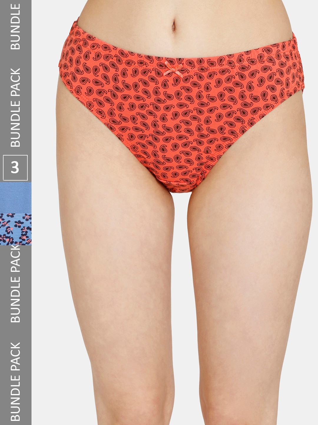 

Rosaline by Zivame Pack Of 3 Printed Pure Cotton Bikini Briefs RO2061FASHHASTP, Blue