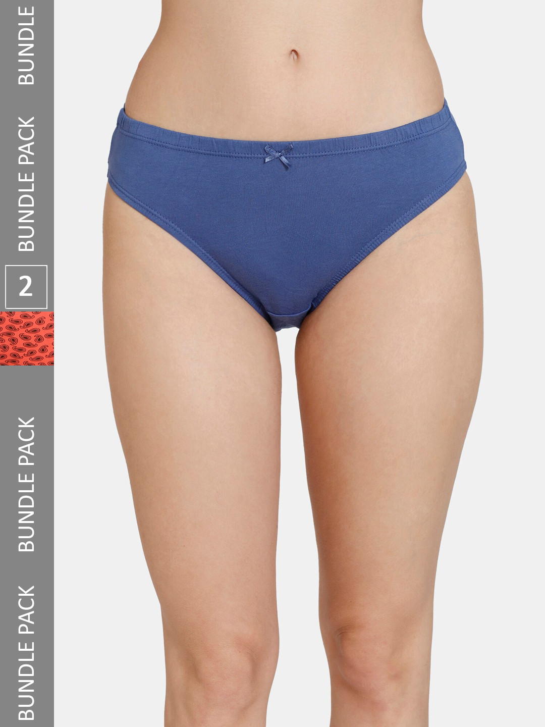 

Rosaline by Zivame Pack Of 2 Printed Pure Cotton Bikini Briefs RO2059FASHASRTD, Orange