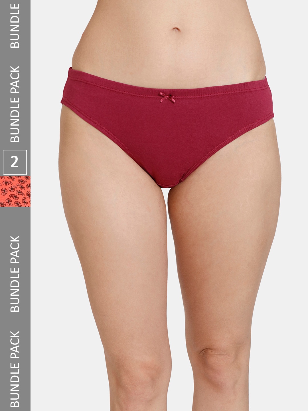 

Rosaline by Zivame Pack Of 2 Printed Pure Cotton Bikini Briefs RO2059FASHHASTP, Maroon