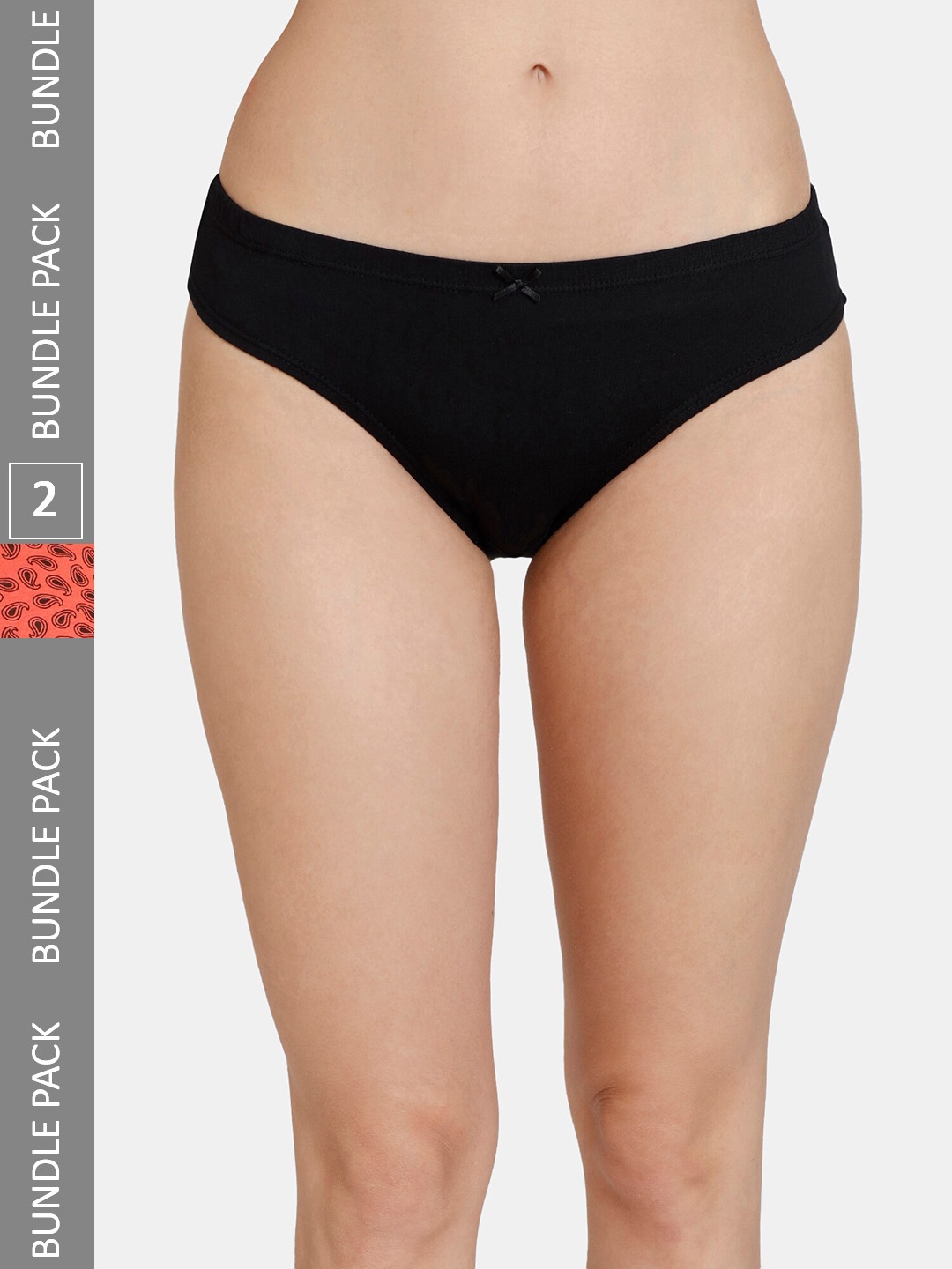 

Rosaline by Zivame Pack Of 2 Seamless Bikini Briefs RO2059FASHJDAST, Black