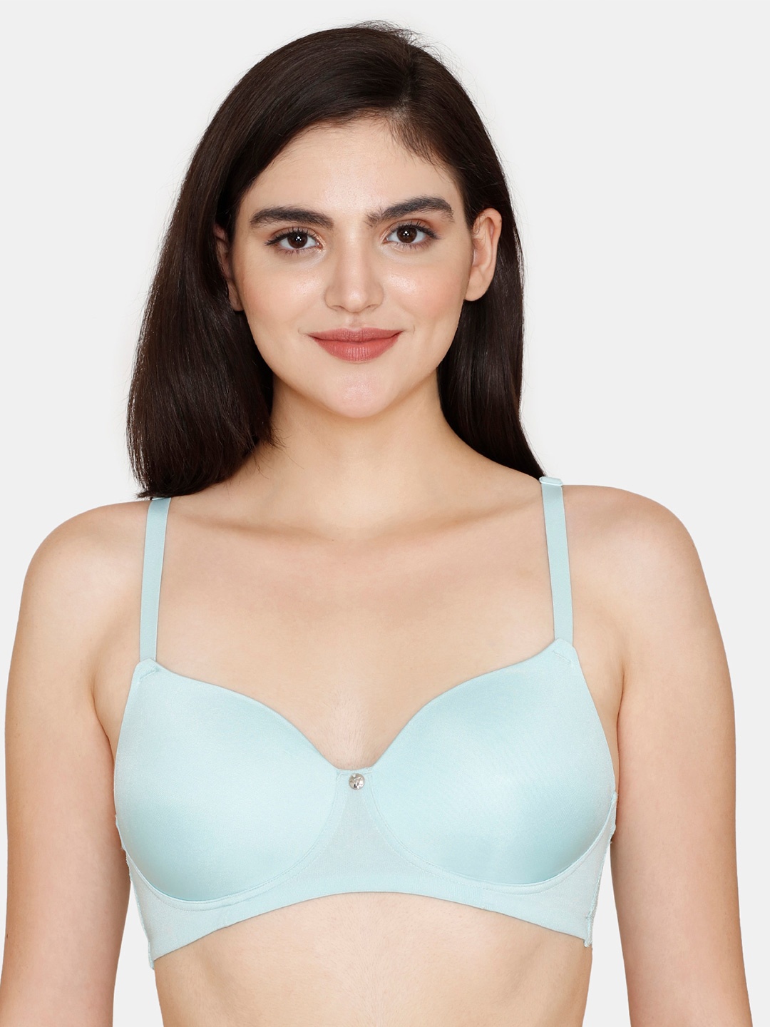 

Zivame Lightly Padded Non-Wired Seamless T-shirt Bra, Turquoise blue
