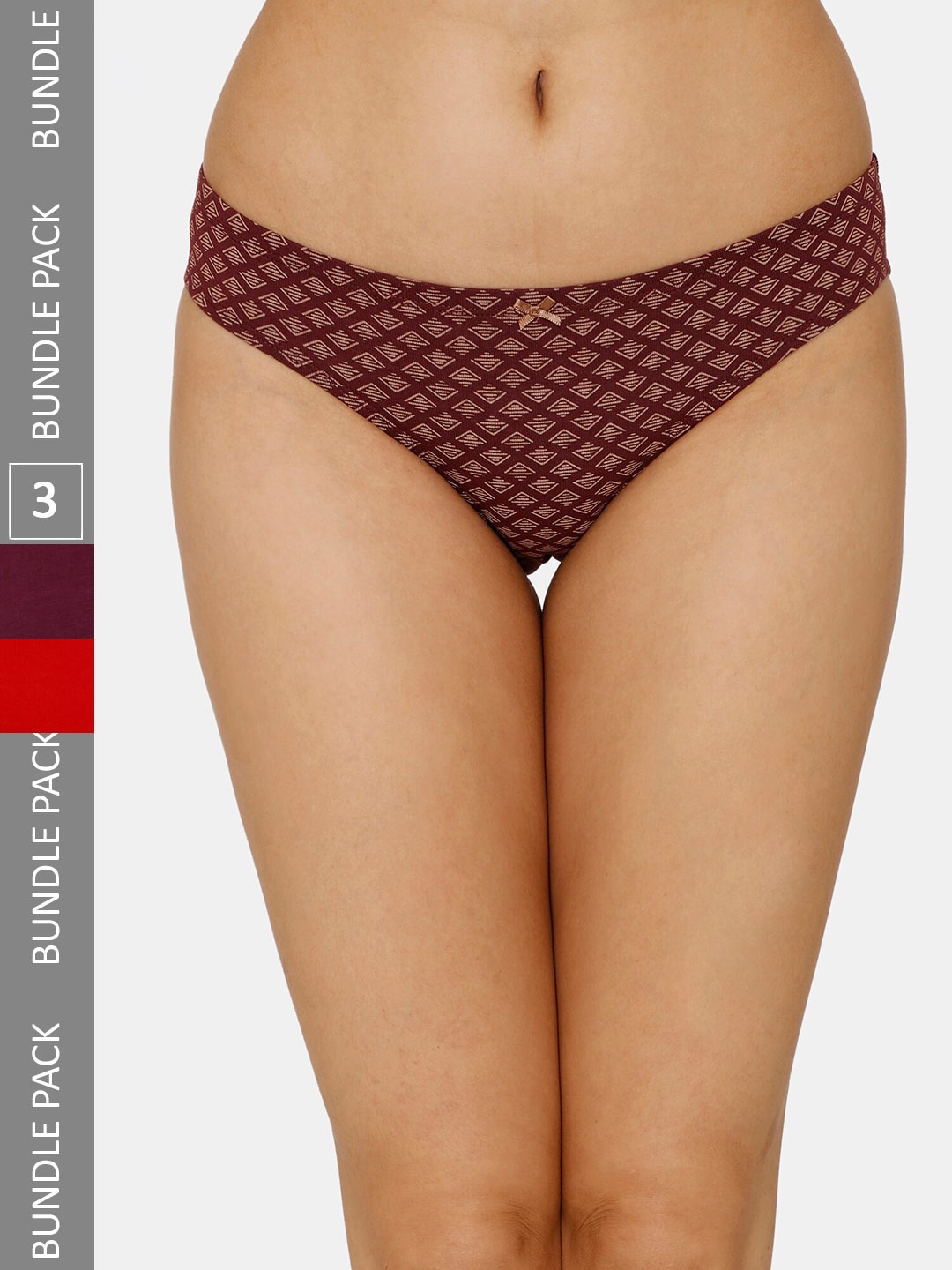 

Zivame Women Pack of 3 Low Rise Bikini Briefs, Maroon