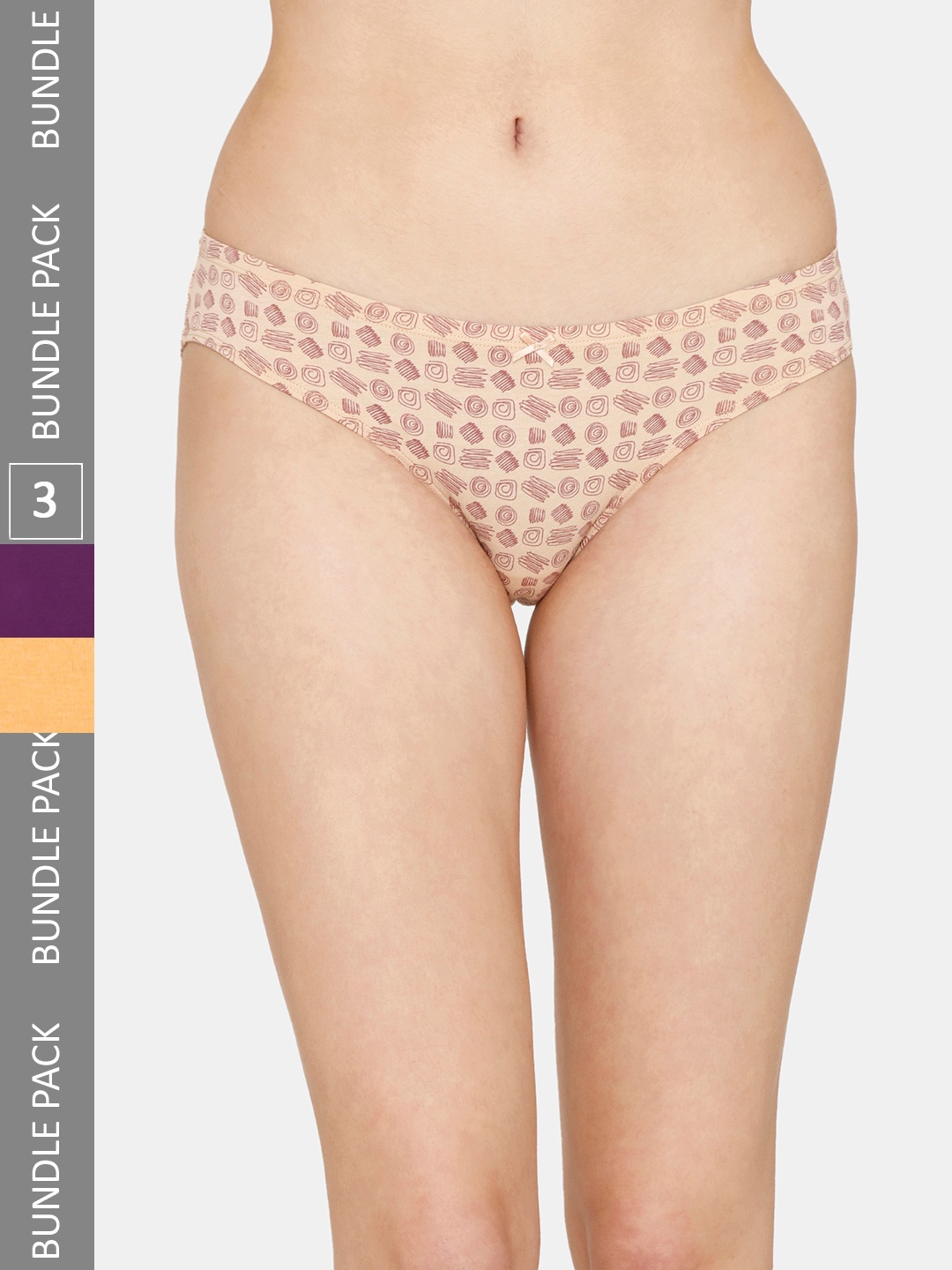 

Zivame Pack Of 3 Cotton Bikini Briefs, Purple
