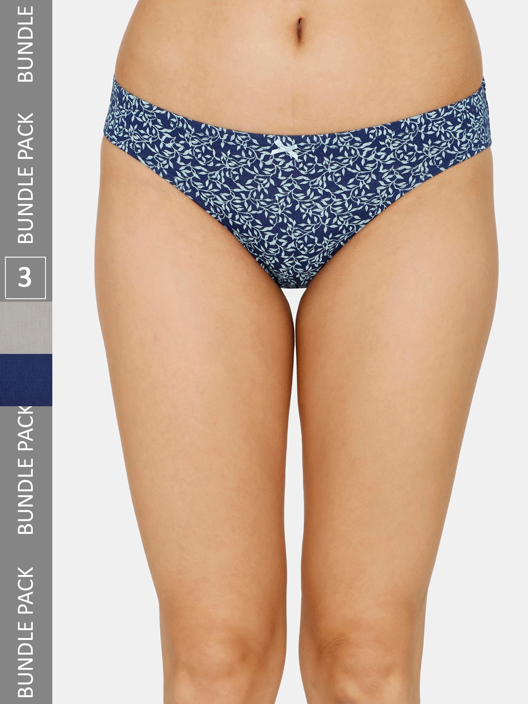 

Zivame Women Pack Of 3 Cotton Bikini Briefs, Blue