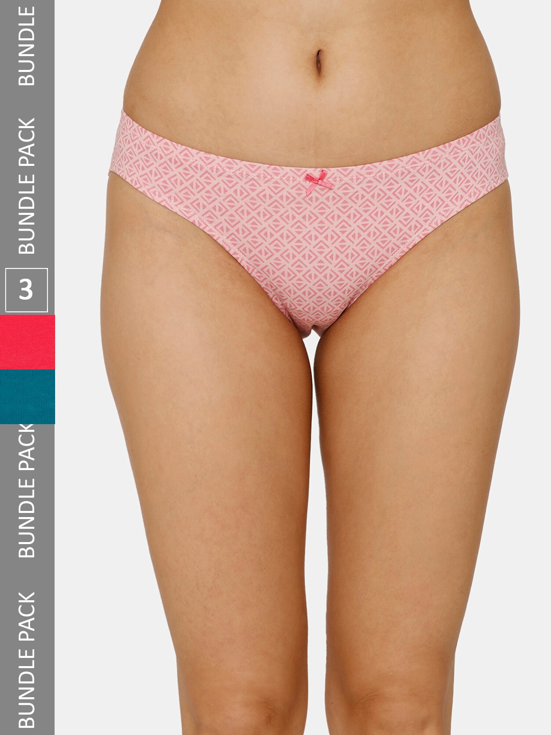 

Zivame Pack of 3 Low-Rise Bikini Briefs, Pink