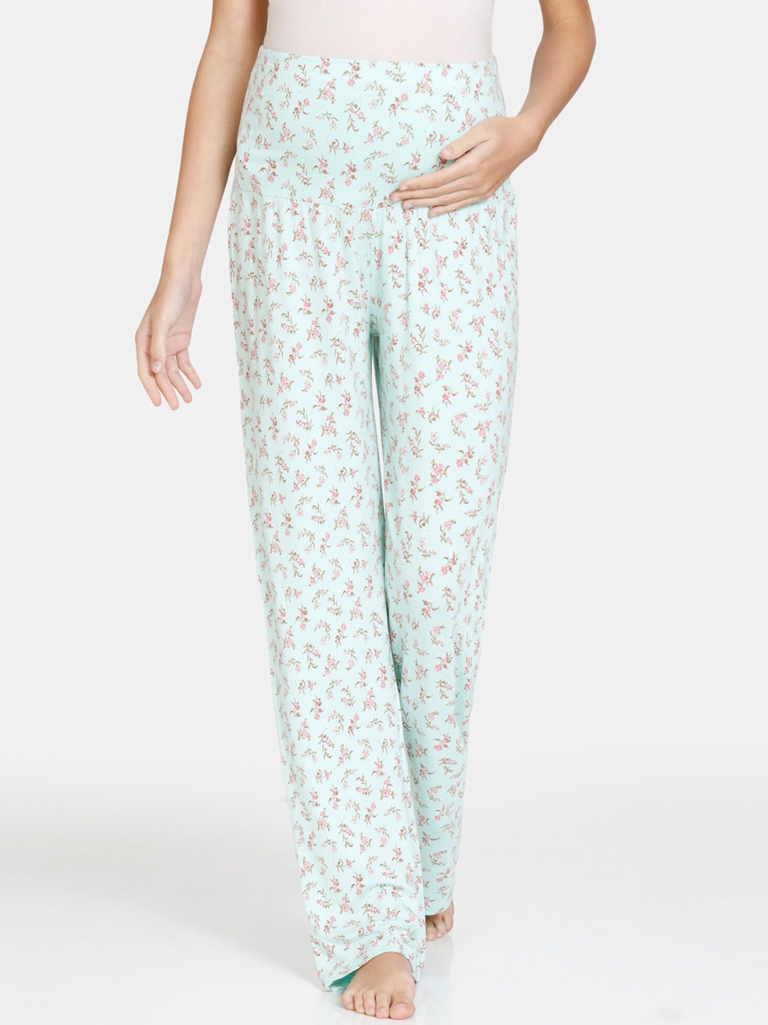 

Zivame Women Printed Maternity Lounge Pant, Blue