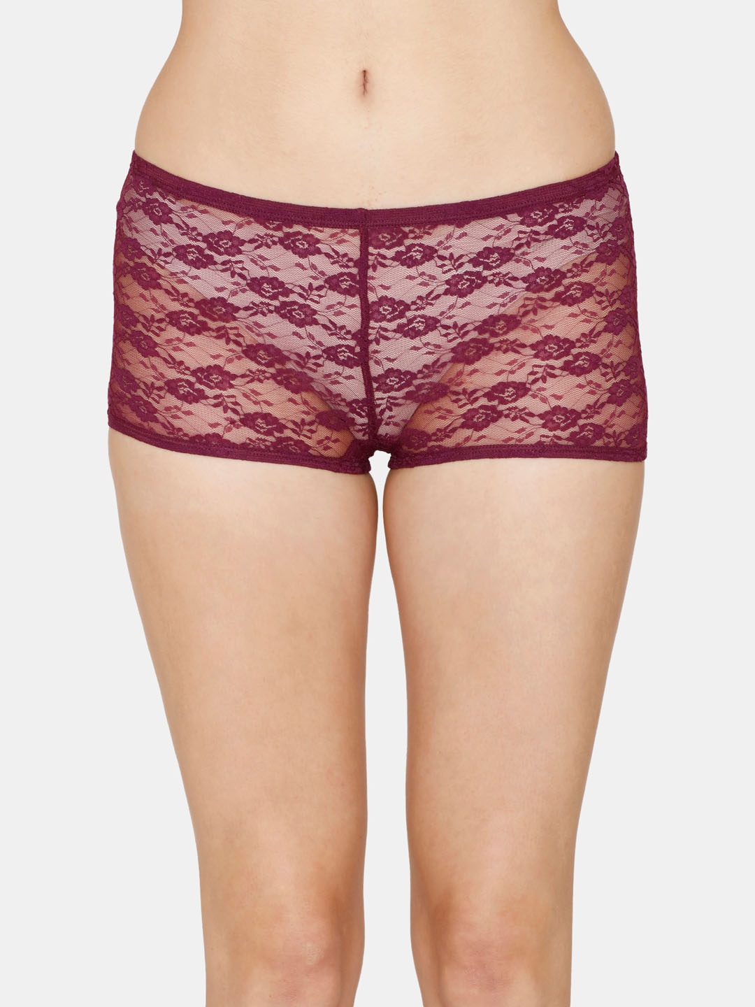 

Zivame Self Design Lace Boy Shorts ZI2833FASHEPURP, Purple