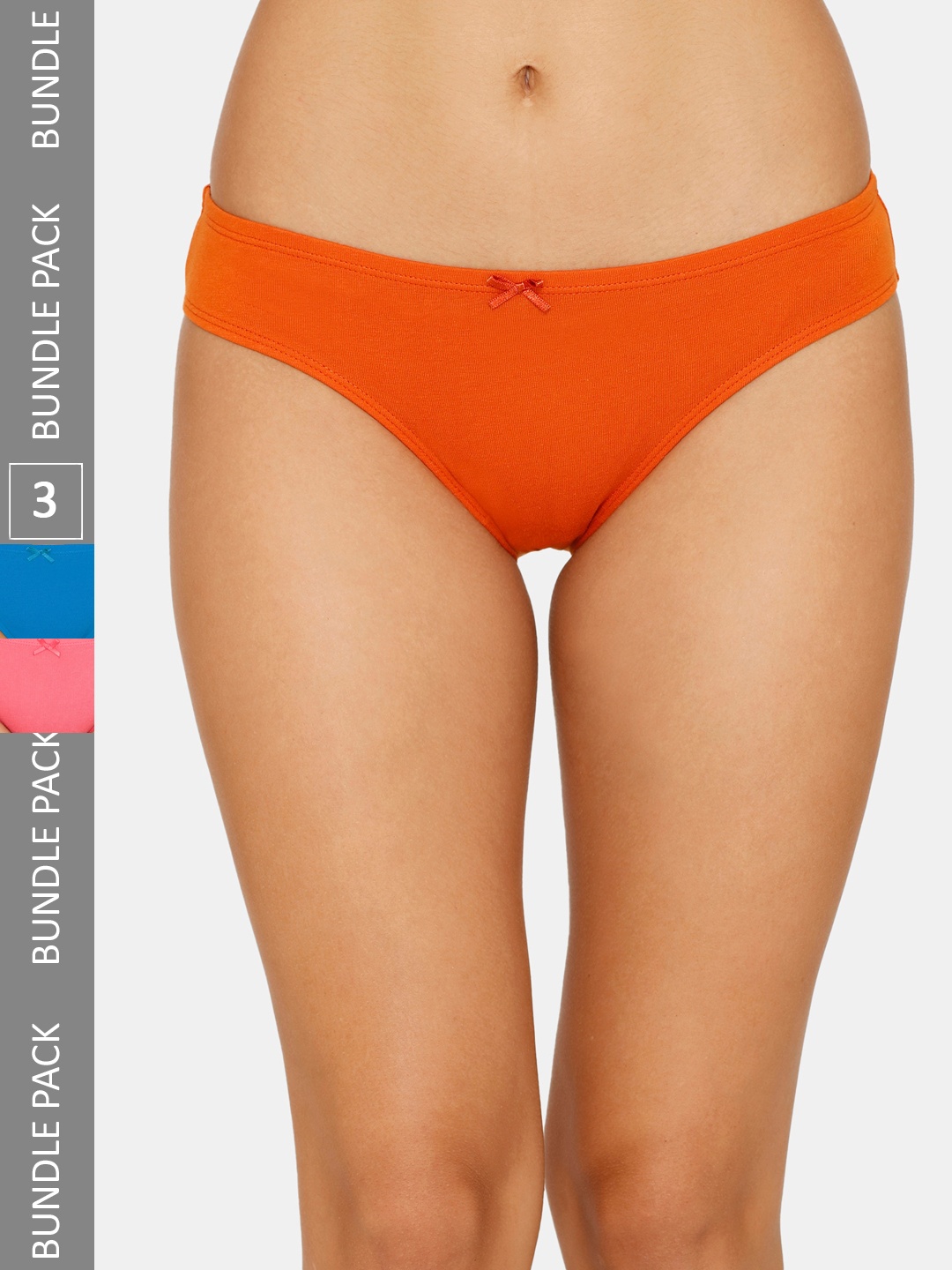 

Zivame Pack Of 3 Pure Cotton Low-Rise Bikini Briefs, Orange