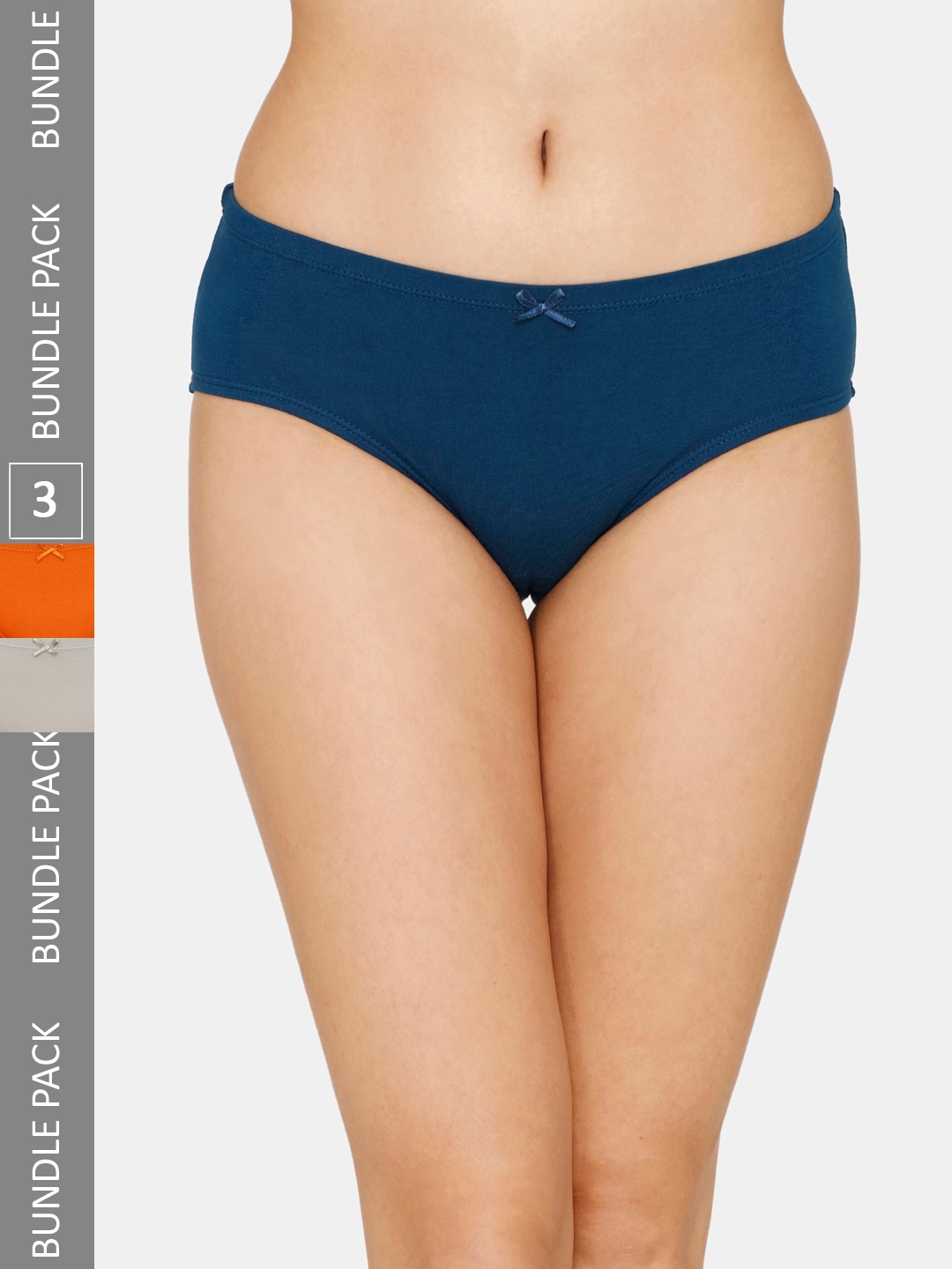 

Zivame Pack Of 3 Low-Rise Hipster Briefs, Navy blue