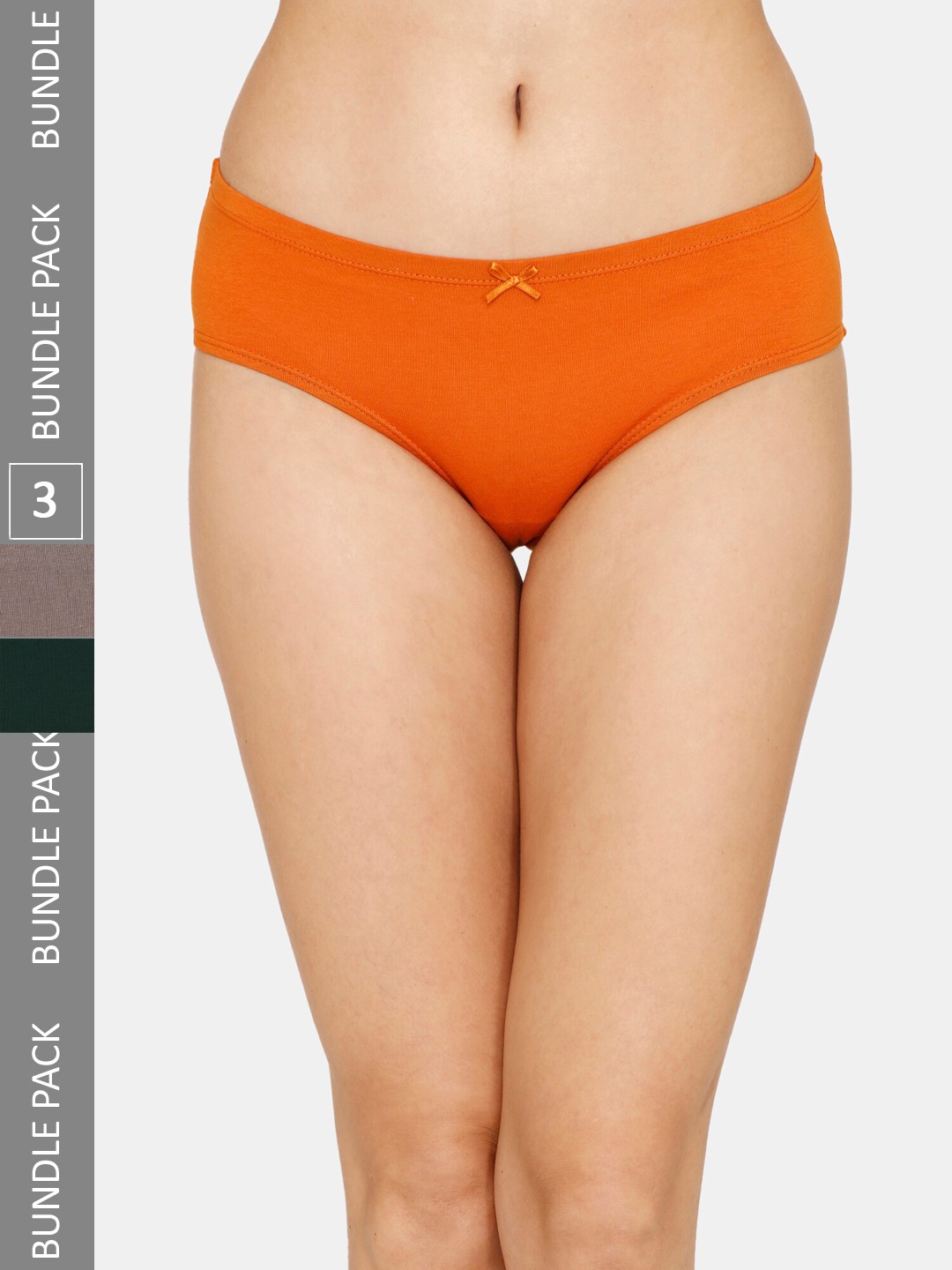 

Zivame Pack of 3 Low-Rise Hipster Briefs, Orange