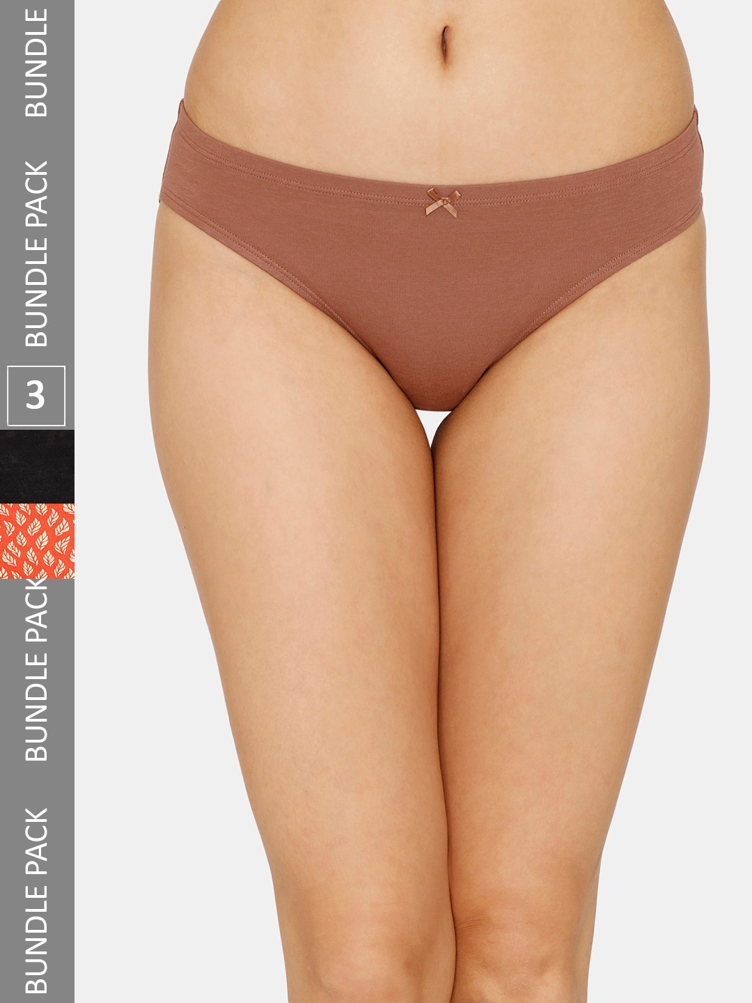 

Zivame Women Pack Of 3 Low-Rise Bikini Briefs- ZI2576FASHCORNG, Brown