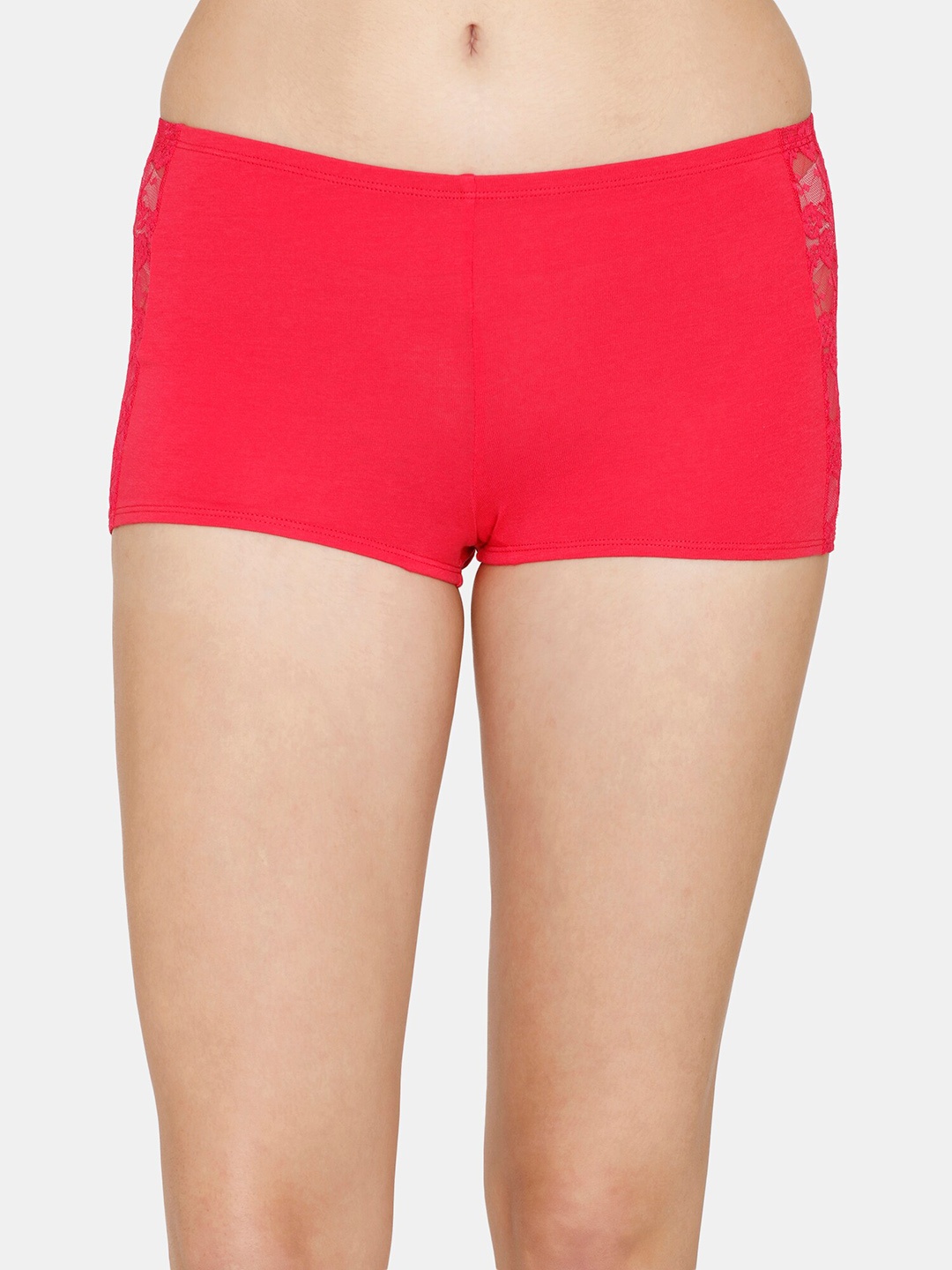 

Zivame Low-Rise Lace Detailed Boy Shorts Briefs ZI2834FASHAPINK, Red