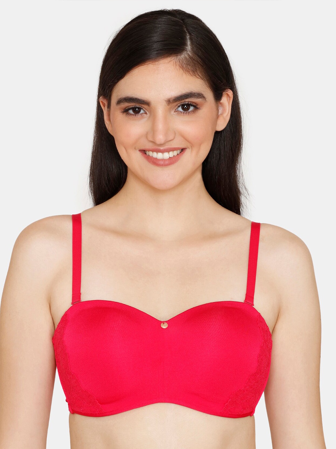 

Zivame Solid Seamless Non-Wired T-shirt Bra - Lightly Padded, Red