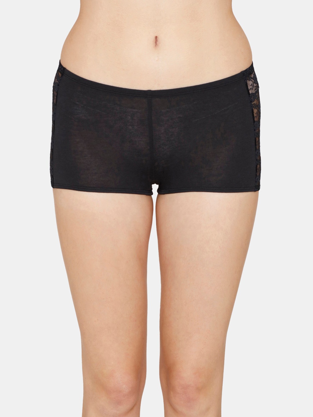 

Zivame Women Self Design Pure Cotton Low-Rise Boy Shorts Briefs- ZI2834FASH0BLAK, Black