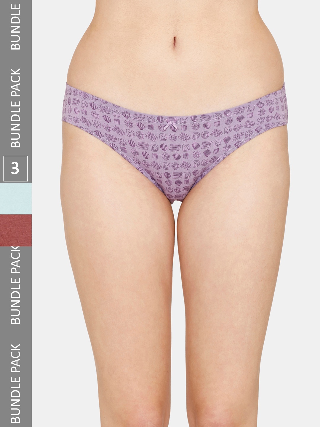 

Zivame Women Pack Of 3 Assorted Low-Rise Bikini Briefs