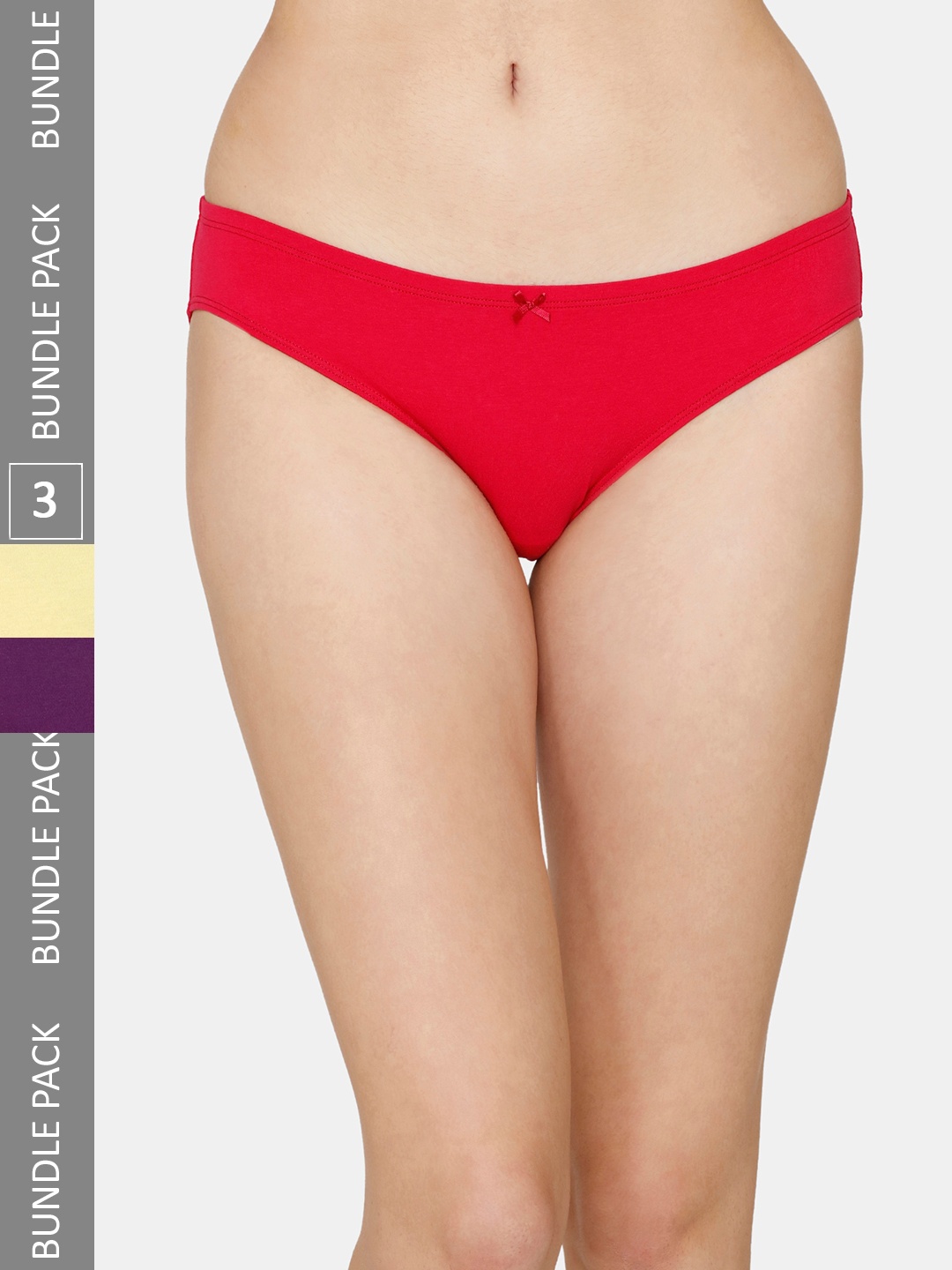 

Zivame Women Pack Of 3 Pure Cotton Bikini Briefs, Red