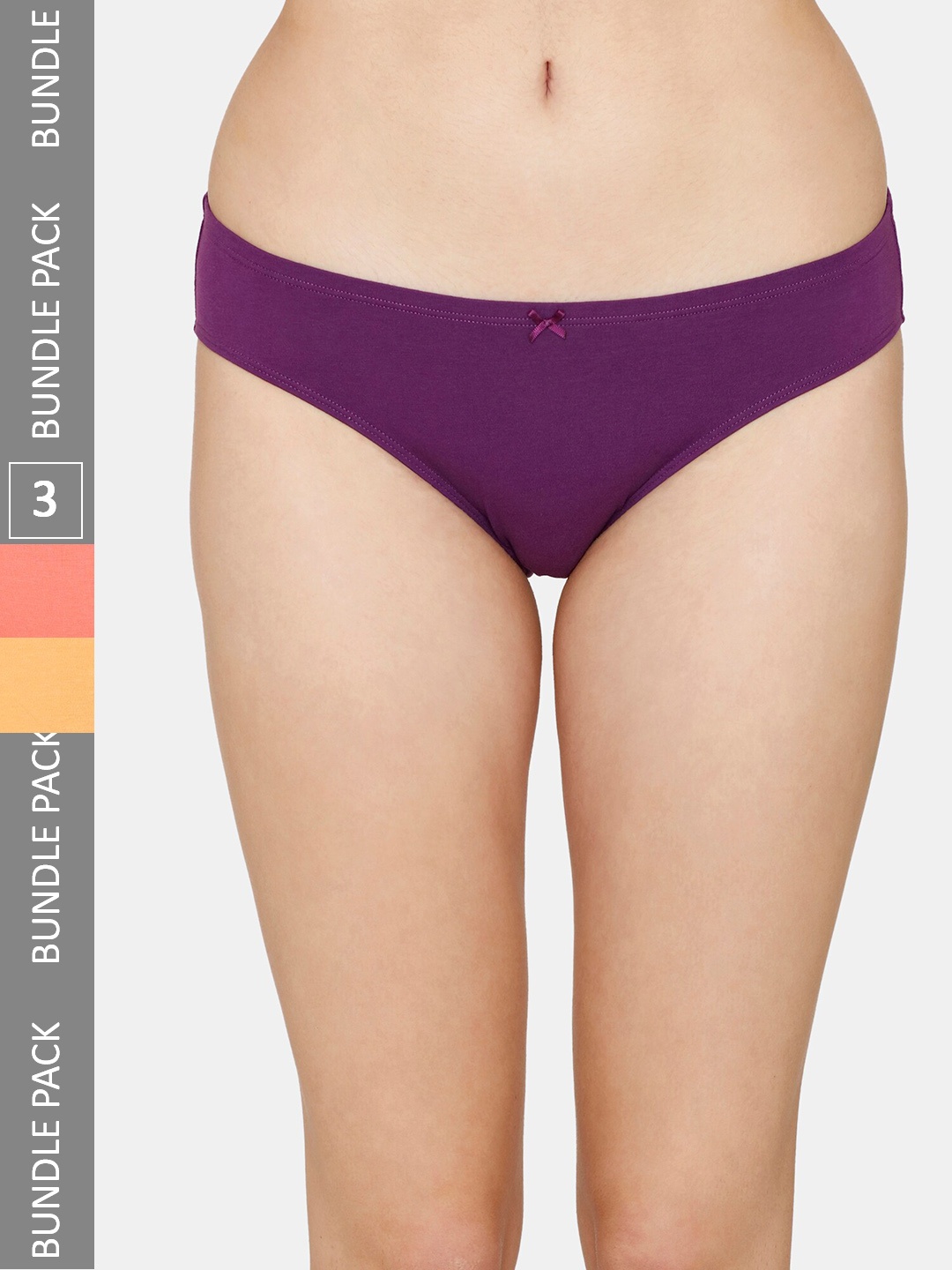 

Zivame Pack Of 3 Pure Cotton Bikini Briefs, Purple