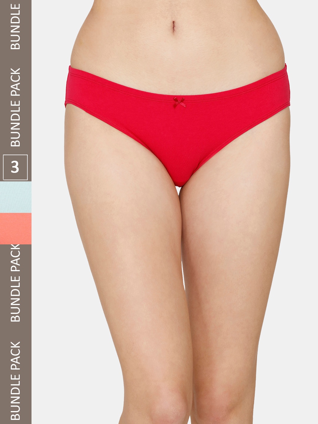 

Zivame Women Pack Of 3 Pure Cotton Bikini Briefs, Red