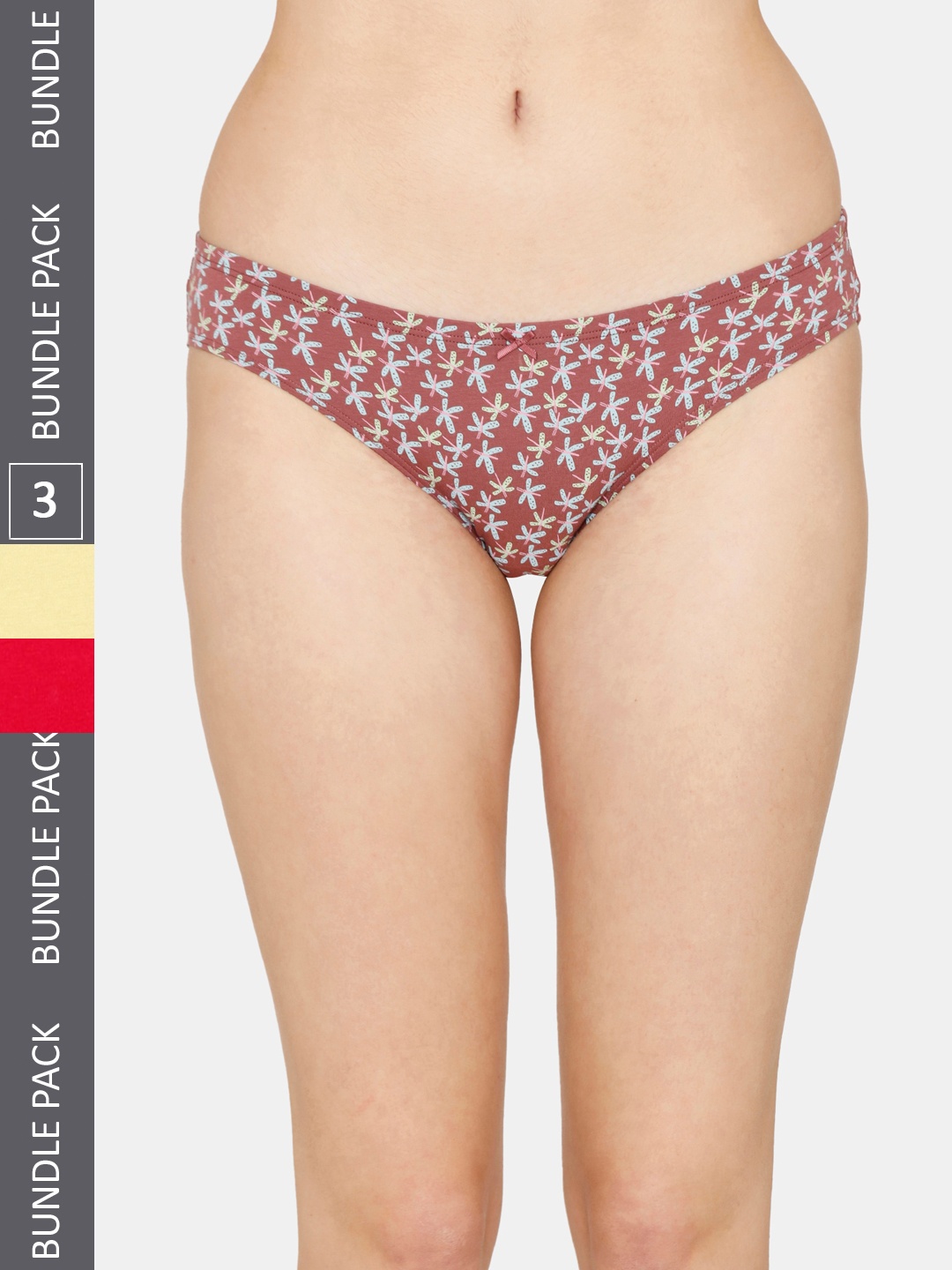 

Zivame Pack Of 3 Cotton Bikini Briefs, Maroon