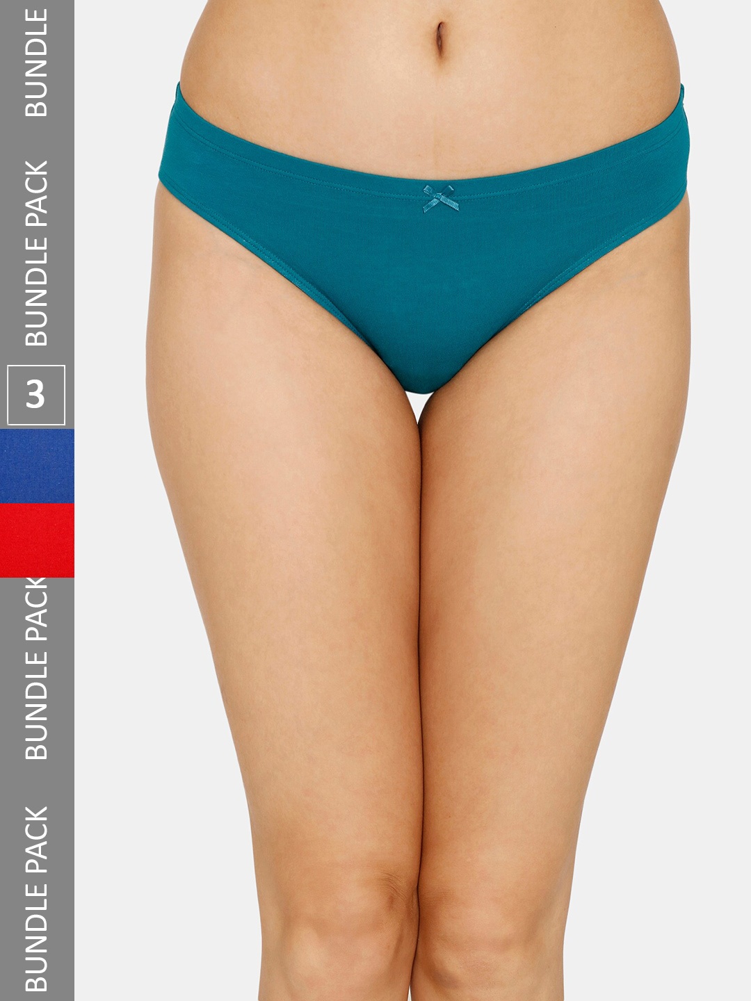 

Zivame Women Pack Of 3 Pure Cotton Low Rise Bikini Briefs, Green
