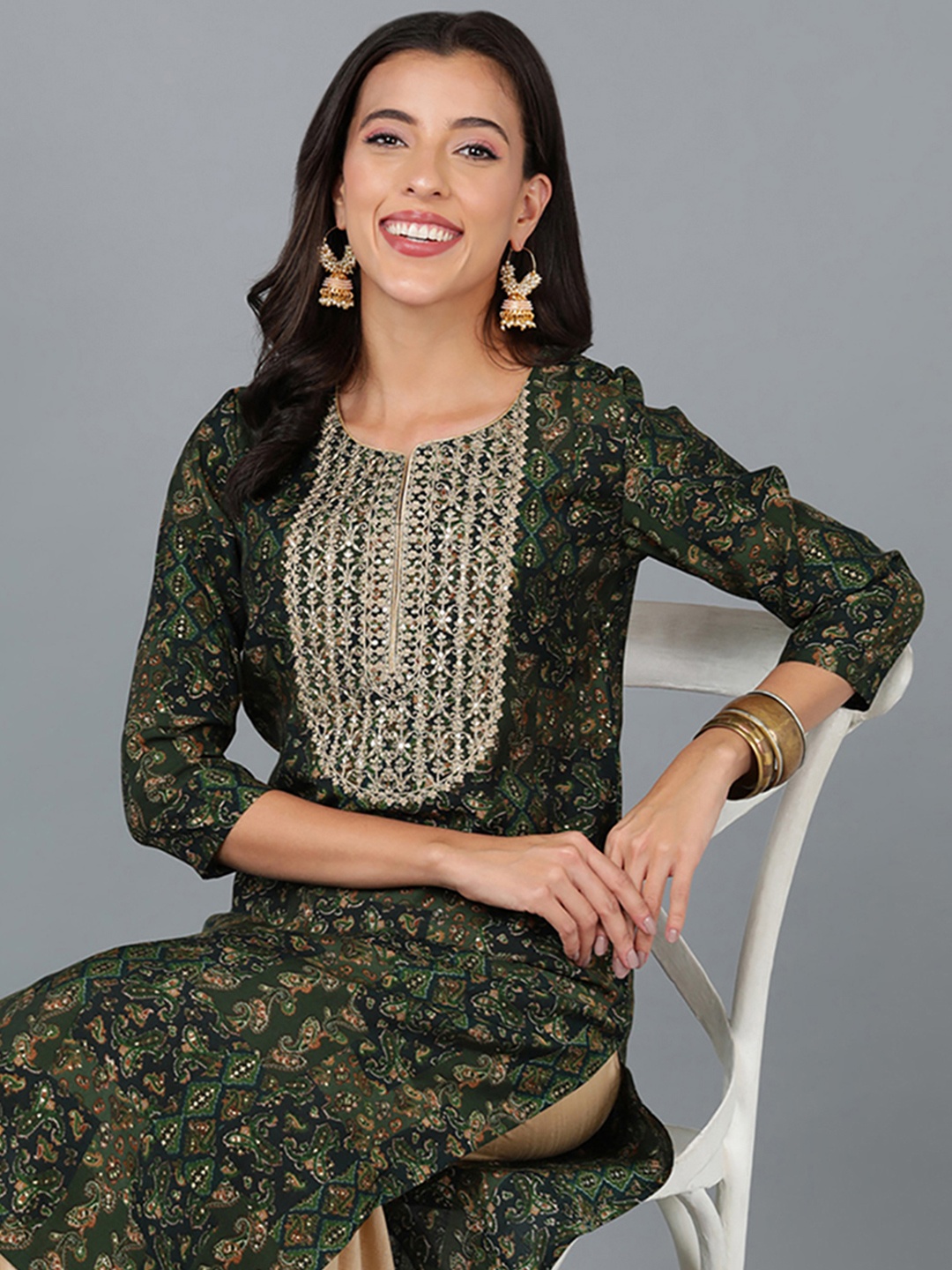 

AHIKA Women Ethnic Motifs Printed Kurta, Green