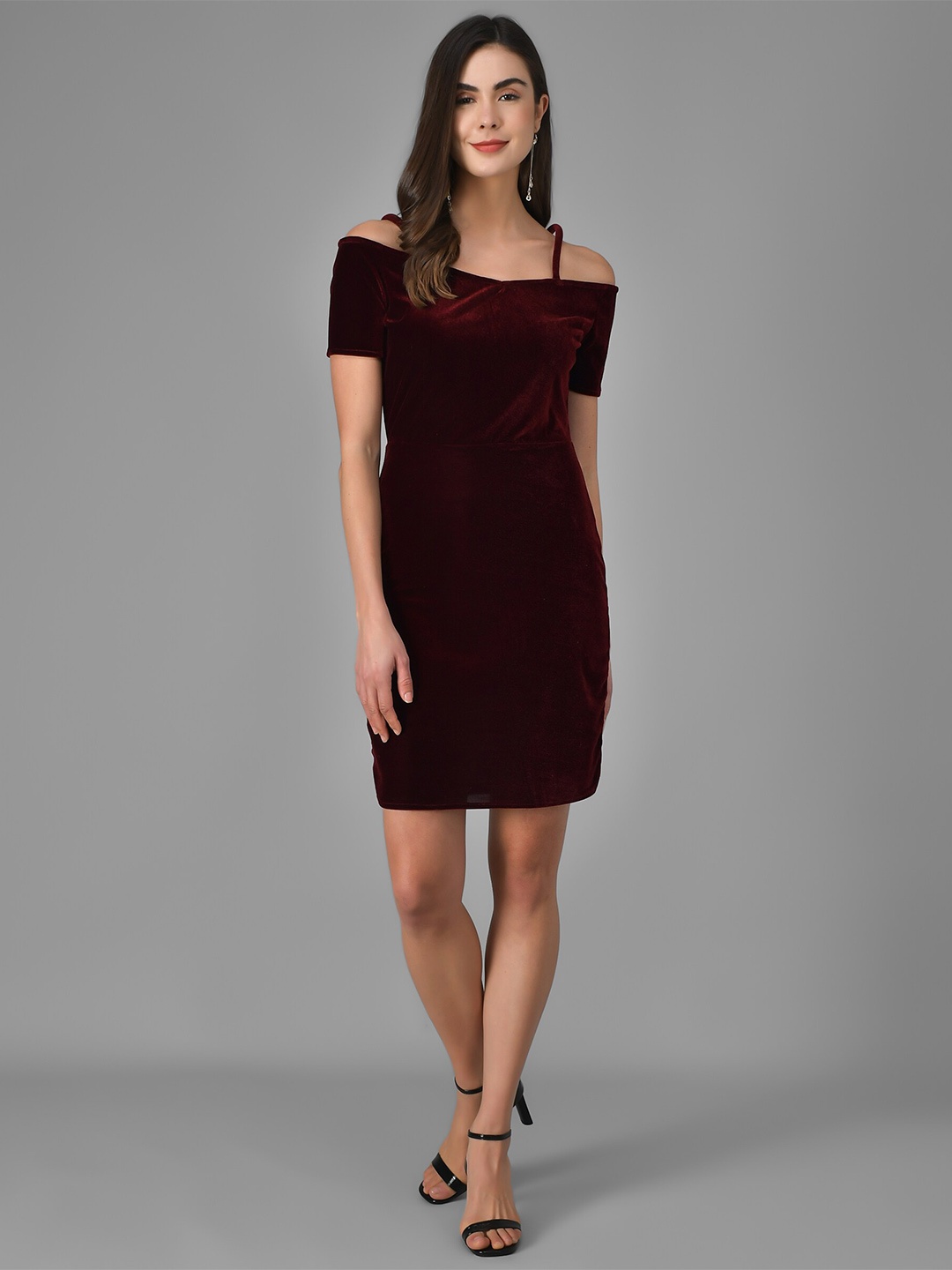 

VAARARO Velvet Sheath Dress, Maroon