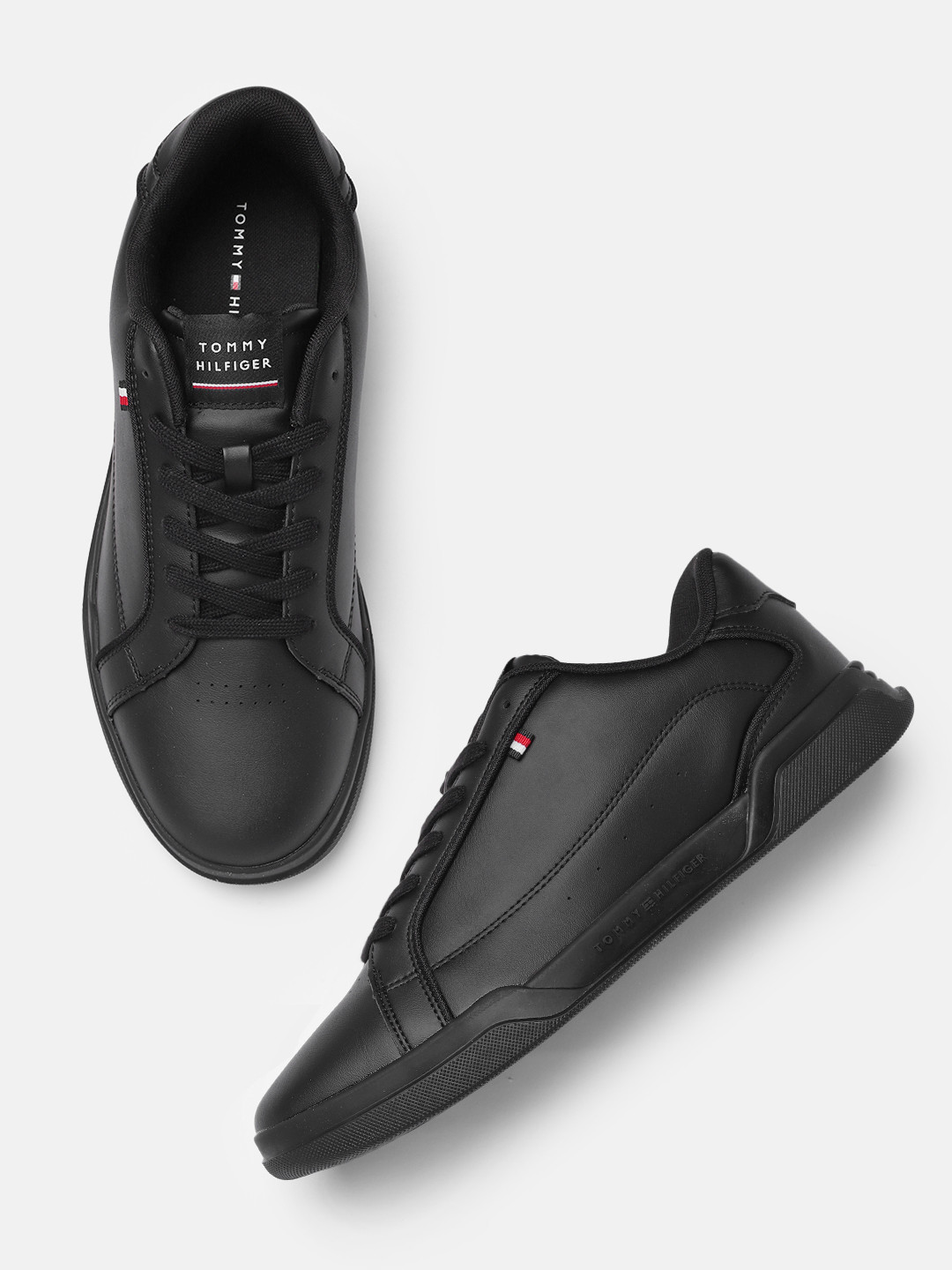 

Tommy Hilfiger Men Leather Sneakers, Black