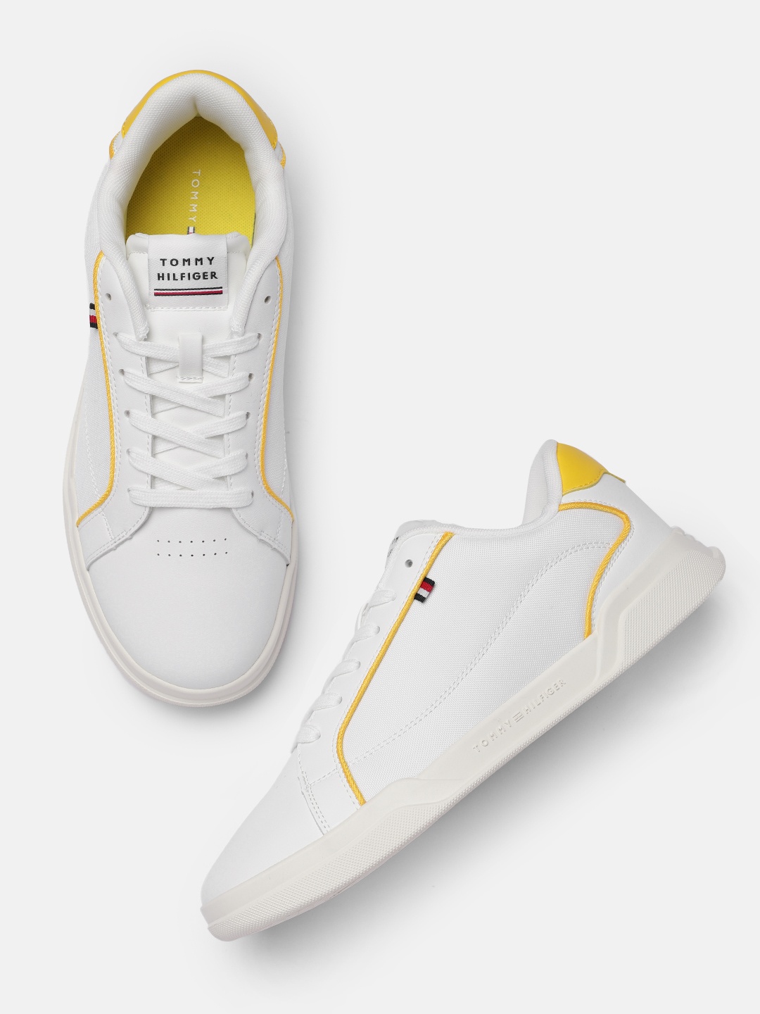 

Tommy Hilfiger Men Perforated Leather Sneakers, White