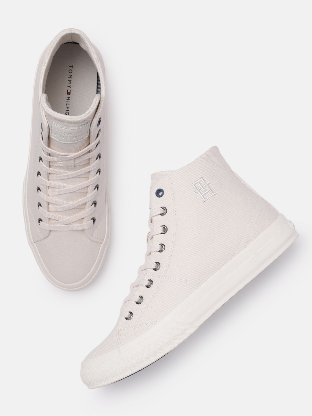 

Tommy Hilfiger Men Mid-Top Sneakers, Off white