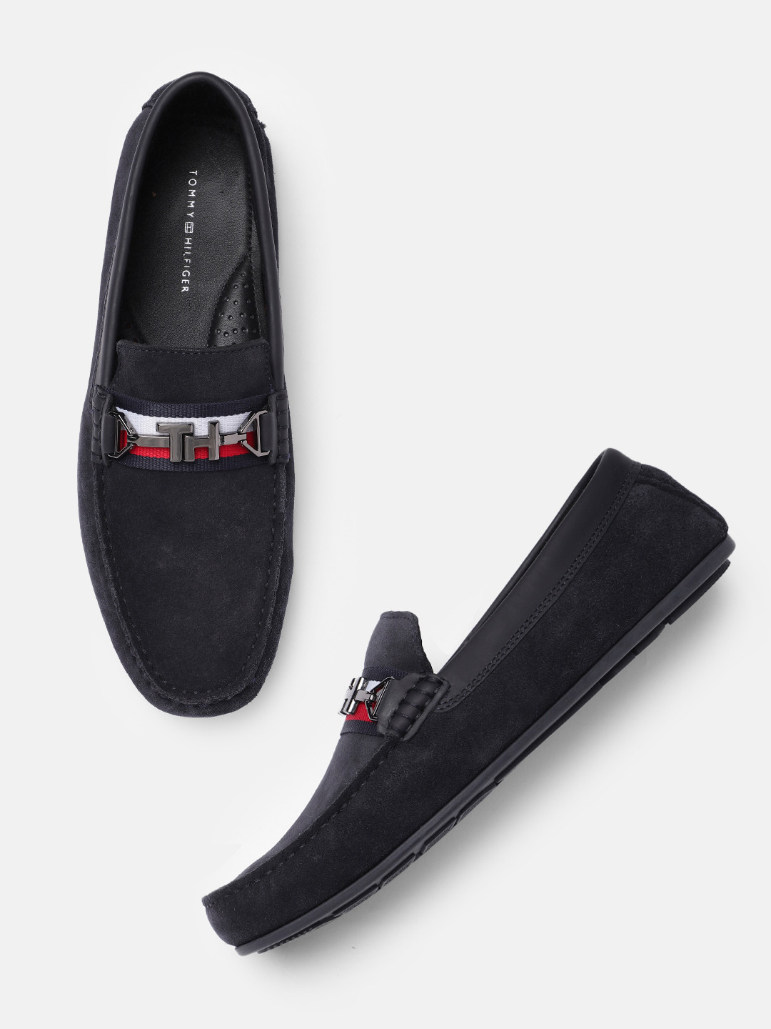 

Tommy Hilfiger Men Solid Suede Horsebit Loafers, Navy blue