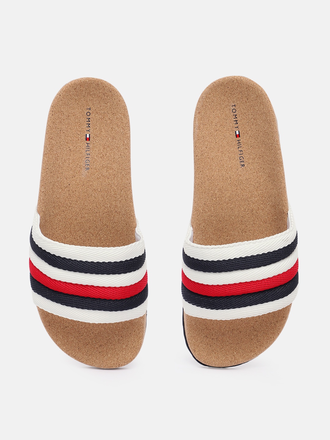 

Tommy Hilfiger Men Striped Sliders, White